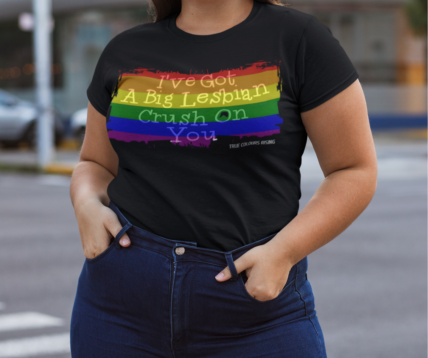 true colours rising t shirt big crush lesbian , lgbtq apparel