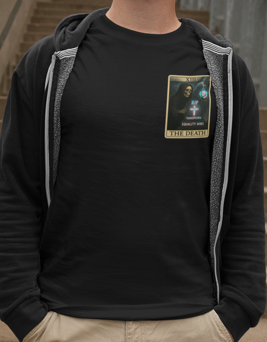 RIP Transphobia Tarot T-Shirt – Gothic Pride with Trans Power
